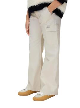 Pantalon Calvin Klein cargo évasé beige fille