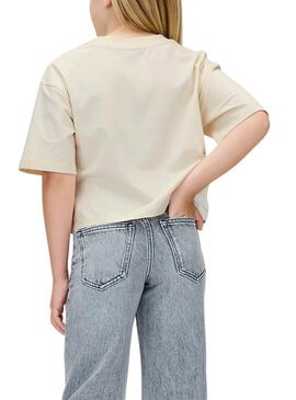 T-shirt Calvin Klein Towling Monologue Beige fille