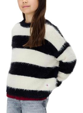 Maillot Calvin Klein à rayures noir et blanc pour fille