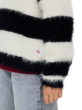 Maillot Calvin Klein à rayures noir et blanc pour fille