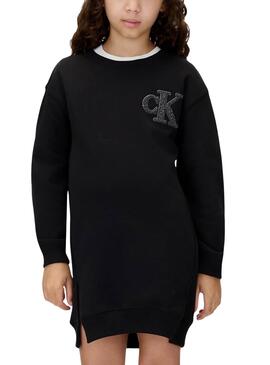 Robe Calvin Klein Towling Monogram noire pour fille