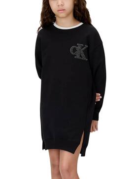 Robe Calvin Klein Towling Monogram noire pour fille