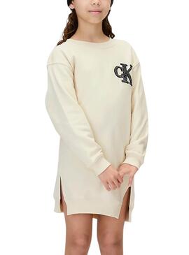 Robe Calvin Klein Towling Monogram beige fille