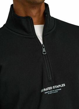 Sweat à capuche Only and Sons Curated Zip noir pour homme