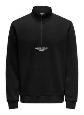 Sweat à capuche Only and Sons Curated Zip noir pour homme