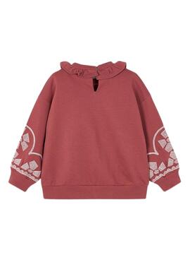 Sweat à col volant bordeaux Mayoral pour fille