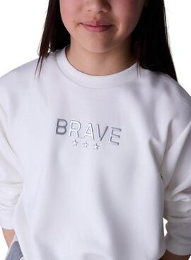 Sweat à capuche blanc Mayoral Brave pour fille
