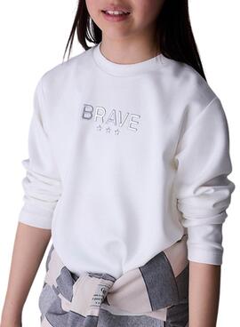Sweat à capuche blanc Mayoral Brave pour fille