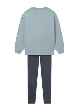 Ensemble Mayoral legging en simili cuir et sweat-shirt bleu pour fille
