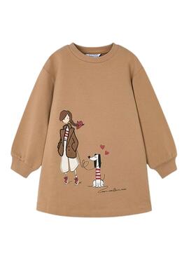 Robe Mayoral en velours évasé camel pour fille