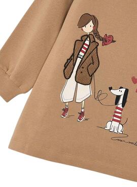 Robe Mayoral en velours évasé camel pour fille