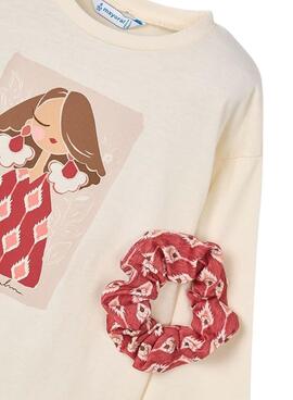 T-shirt Mayoral avec un élastique beige pour fille