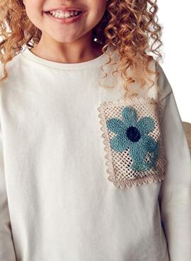 T-shirt Mayoral poche crochet fille beige