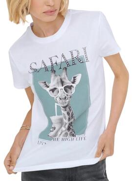 T-shirt Only Vibe Girafe blanc pour femme