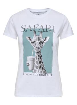T-shirt Only Vibe Girafe blanc pour femme