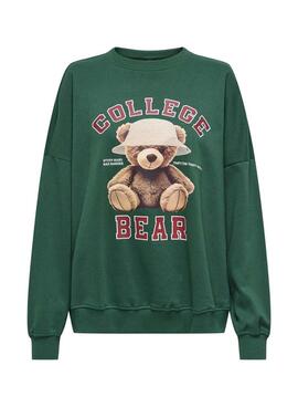 Sweat-shirt Only Bila Bear vert pour femme