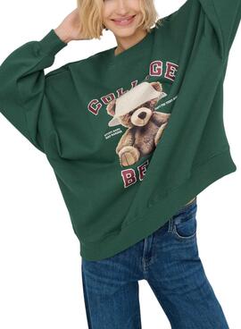 Sweat-shirt Only Bila Bear vert pour femme