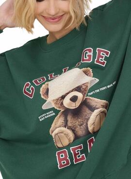 Sweat-shirt Only Bila Bear vert pour femme