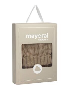 Ensemble bébé marron bonnet et moufles Mayoral