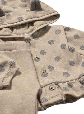 Survêtement Mayoral en tricot 3 pièces pour bébé, couleur toastée.