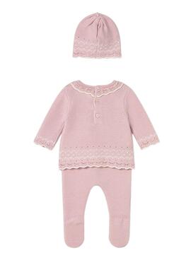 Ensemble Mayoral 3 pièces tricot rose pour bébé