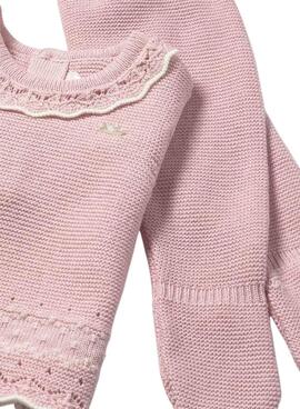 Ensemble Mayoral 3 pièces tricot rose pour bébé