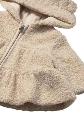 Veste Mayoral en fourrure avec capuche beige pour bébé