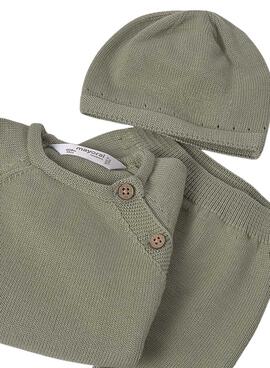 Ensemble cadeau 3 pièces Mayoral en tricot vert pour bébé