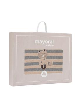 Couverture Mayoral en laine de mouton à rayures pour bébé