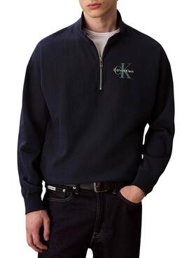 Sweat à capuche Calvin Klein Monologue zippé marine pour homme