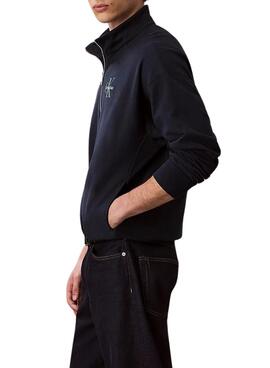 Sweat à capuche Calvin Klein Monologue zippé marine pour homme
