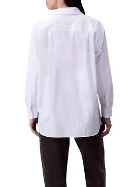 Chemise Calvin Klein Jeans en popeline blanc pour femme
