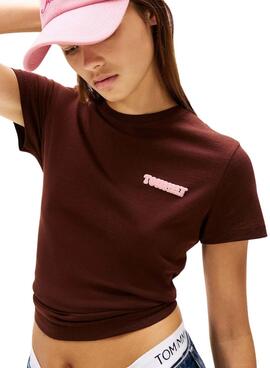 T-shirt Tommy Jeans Vintage marron pour femme