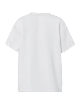 T-shirt Pieces Alfi Slow Down blanche pour femme