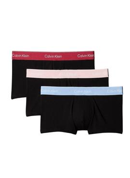 Pack de 3 caleçons Calvin Klein Jeans ajustés à la taille basse noirs pour hommes.