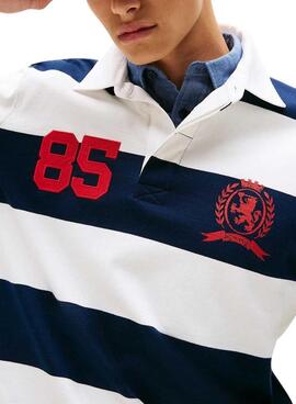 Polo Tommy Jeans rayé relaxed bleu pour homme