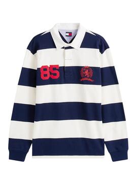 Polo Tommy Jeans rayé relaxed bleu pour homme