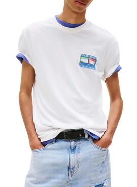 T-shirt Tommy Jeans ADN Drapeau blanc pour homme