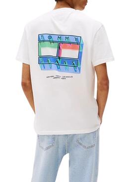 T-shirt Tommy Jeans ADN Drapeau blanc pour homme