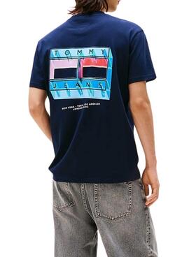 T-shirt Tommy Jeans DNA Flag marine pour homme