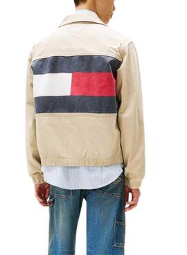 Veste Tommy Jeans Essential Flag beige pour homme