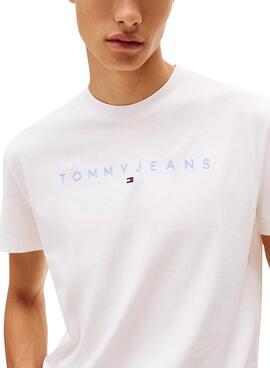T-shirt Tommy Jeans Linear Logo blanc pour homme