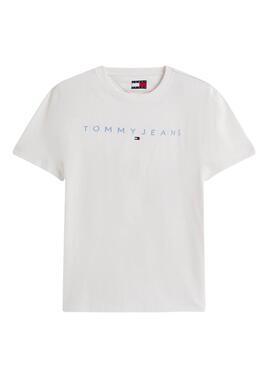 T-shirt Tommy Jeans Linear Logo blanc pour homme
