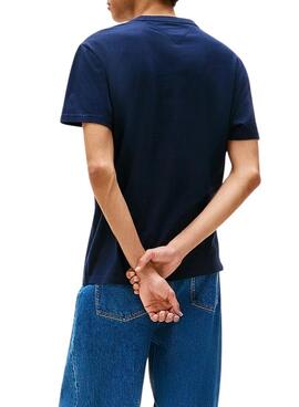 T-shirt Tommy Jeans Linear Logo marine pour homme