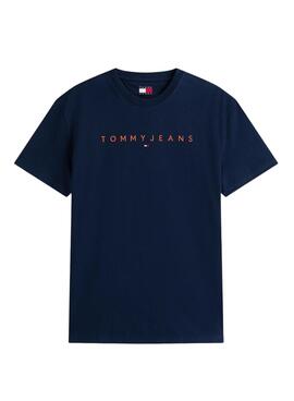 T-shirt Tommy Jeans Linear Logo marine pour homme