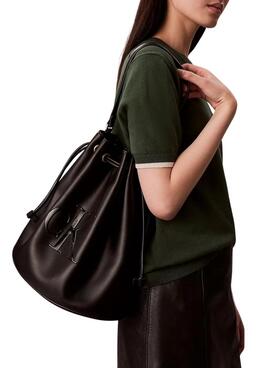 Sac à main Calvin Klein Jeans Bucket monogramme noir pour femme