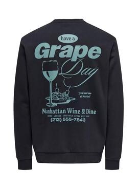Sweatshirt Only and Sons Cool noir et bleu pour homme