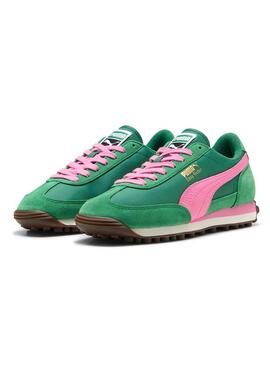 Chaussures Puma Easy Rider Vintage vertes et roses pour femmes