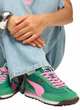 Chaussures Puma Easy Rider Vintage vertes et roses pour femmes