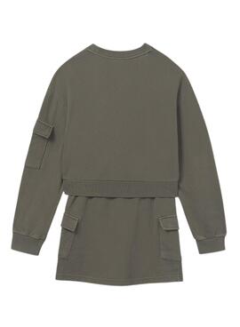 Ensemble de jupe cargo et sweat-shirt vert pour fille de la marque Mayoral.